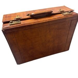 Vintage Brown Leather Briefcase Laurence Oliver
